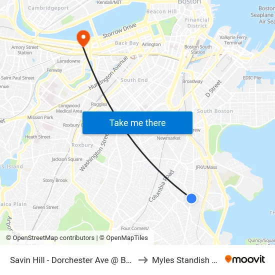 Savin Hill - Dorchester Ave @ Bay St to Myles Standish Hall map