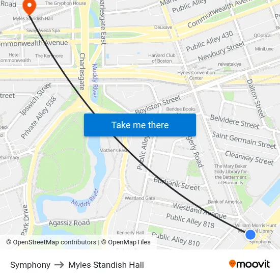 Symphony to Myles Standish Hall map