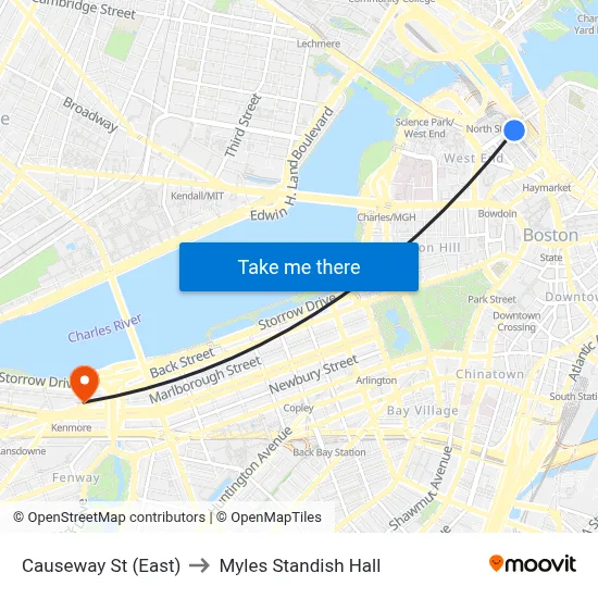 Causeway St (East) to Myles Standish Hall map