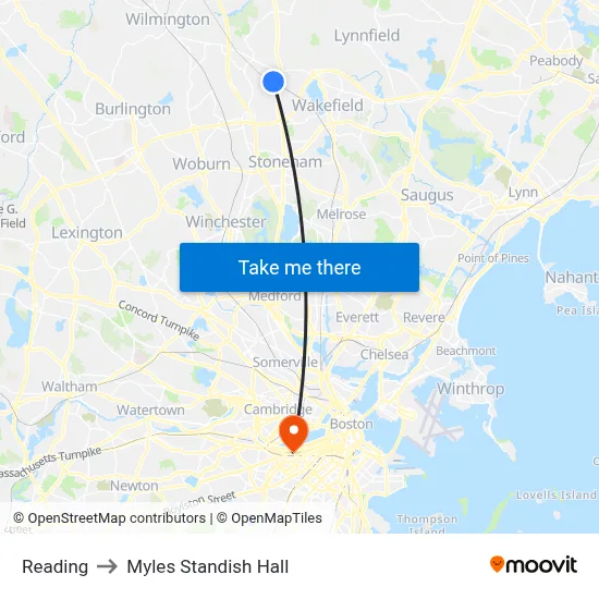 Reading to Myles Standish Hall map