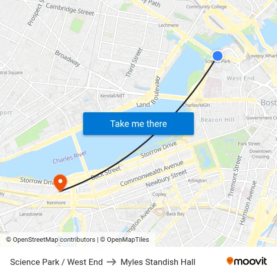 Science Park / West End to Myles Standish Hall map