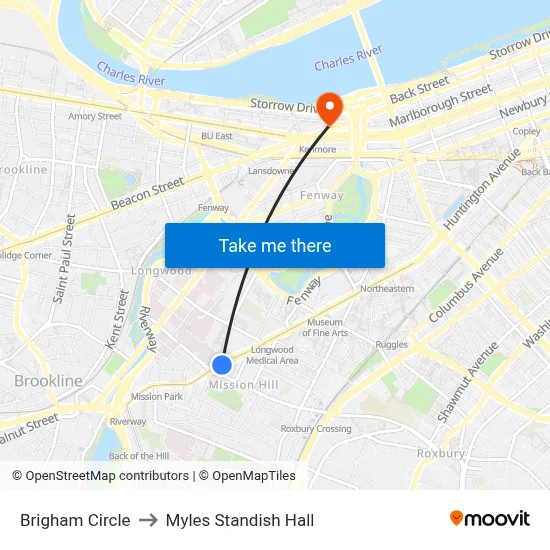 Brigham Circle to Myles Standish Hall map