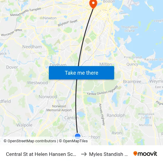 Central St at Helen Hansen School to Myles Standish Hall map