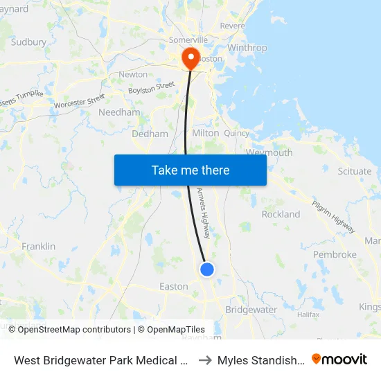 West Bridgewater Park Medical Building to Myles Standish Hall map