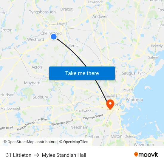 31 Littleton to Myles Standish Hall map