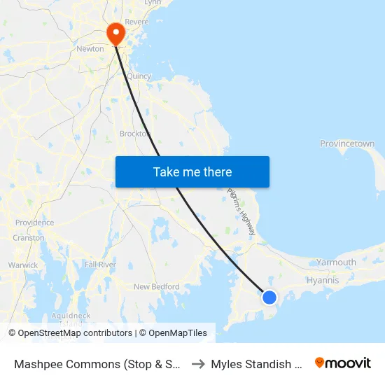 Mashpee Commons (Stop & Shop) to Myles Standish Hall map