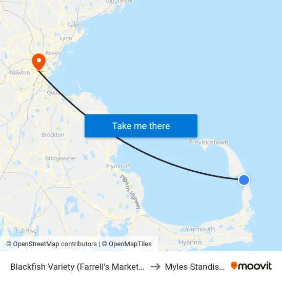 Blackfish Variety (Farrell's Market), Wellfleet to Myles Standish Hall map