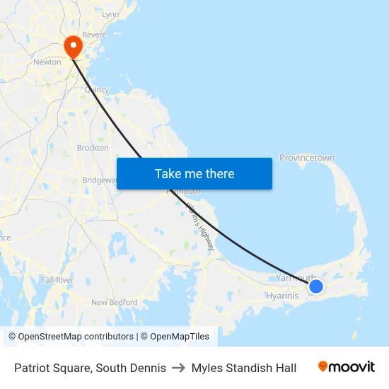 Patriot Square, South Dennis to Myles Standish Hall map