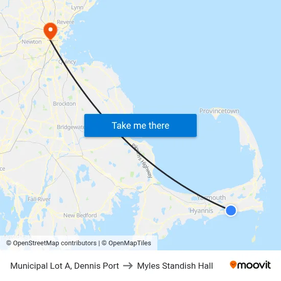 Municipal Lot A, Dennis Port to Myles Standish Hall map
