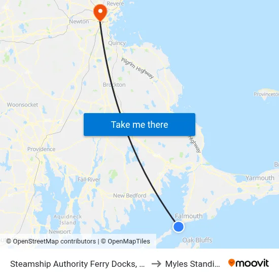 Steamship Authority Ferry Docks, Woods Hole to Myles Standish Hall map