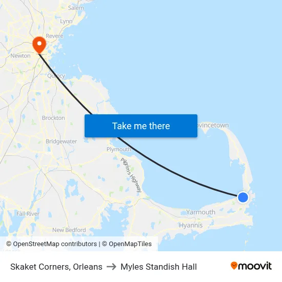Skaket Corners, Orleans to Myles Standish Hall map