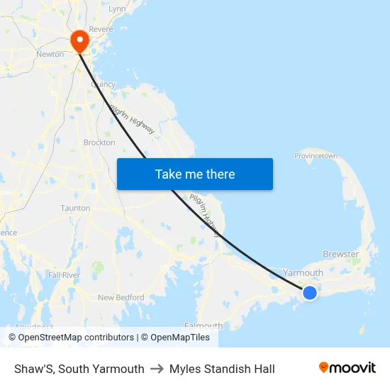 Shaw'S, South Yarmouth to Myles Standish Hall map