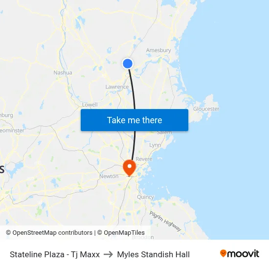 Stateline Plaza - Tj Maxx to Myles Standish Hall map