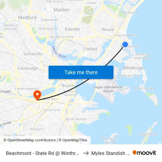 Beachmont - State Rd @ Winthrop Ave to Myles Standish Hall map