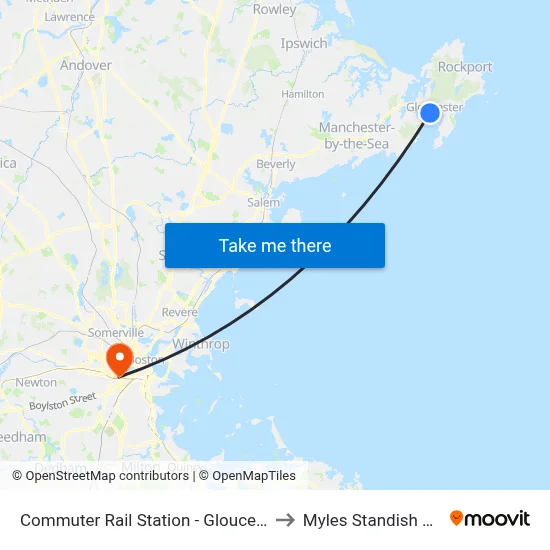 Commuter Rail Station - Gloucester to Myles Standish Hall map