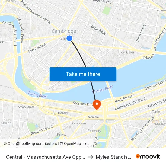 Central - Massachusetts Ave Opp Pearl St to Myles Standish Hall map