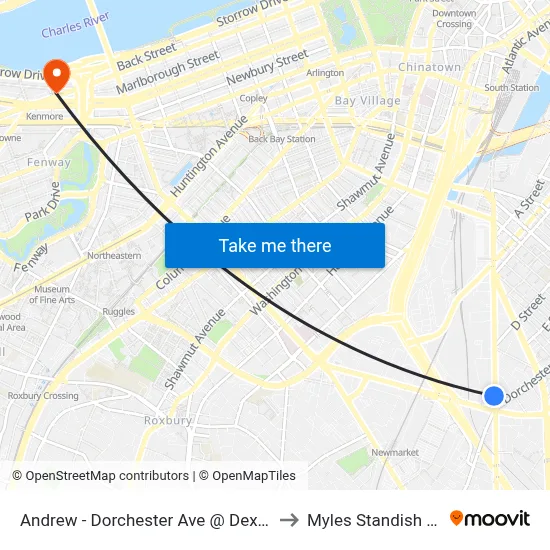 Andrew - Dorchester Ave @ Dexter St to Myles Standish Hall map