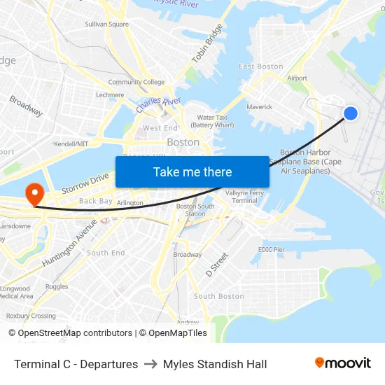 Terminal C - Departures to Myles Standish Hall map