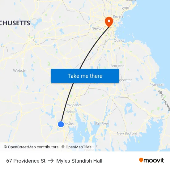 67 Providence St to Myles Standish Hall map