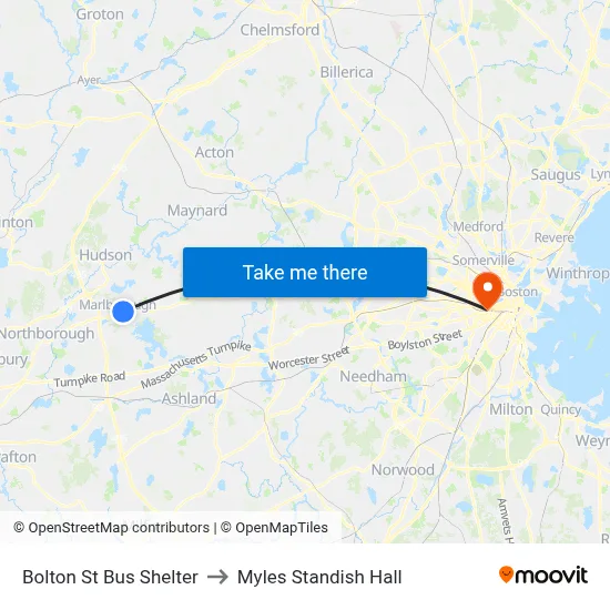 Bolton St Bus Shelter to Myles Standish Hall map