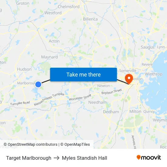 Target Marlborough to Myles Standish Hall map