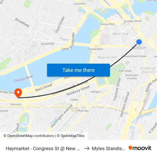 Haymarket - Congress St @ New Sudbury St to Myles Standish Hall map