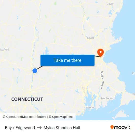 Bay / Edgewood to Myles Standish Hall map