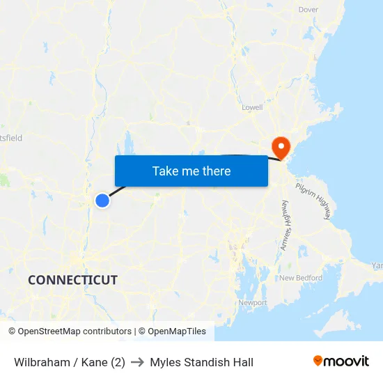Wilbraham / Kane (2) to Myles Standish Hall map