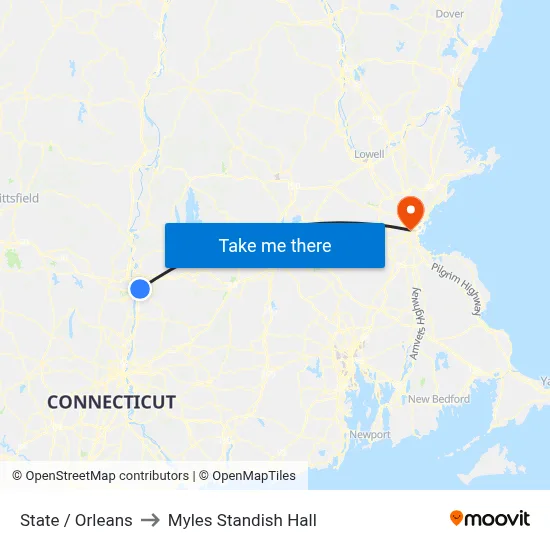 State / Orleans to Myles Standish Hall map