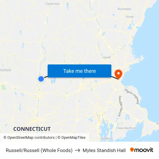Russell/Russell (Whole Foods) to Myles Standish Hall map