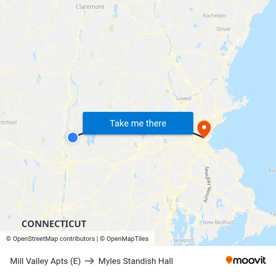 Mill Valley Apts (E) to Myles Standish Hall map