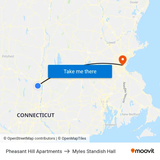 Pheasant Hill Apartments to Myles Standish Hall map
