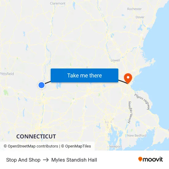 Stop And Shop to Myles Standish Hall map