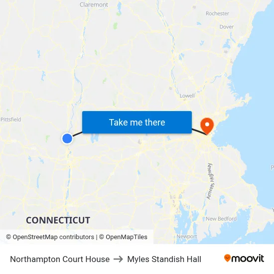 Main / Gothic (Courthouse) to Myles Standish Hall map