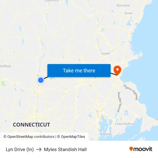 Lyn Drive (In) to Myles Standish Hall map