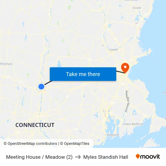 Meeting House / Meadow (2) to Myles Standish Hall map