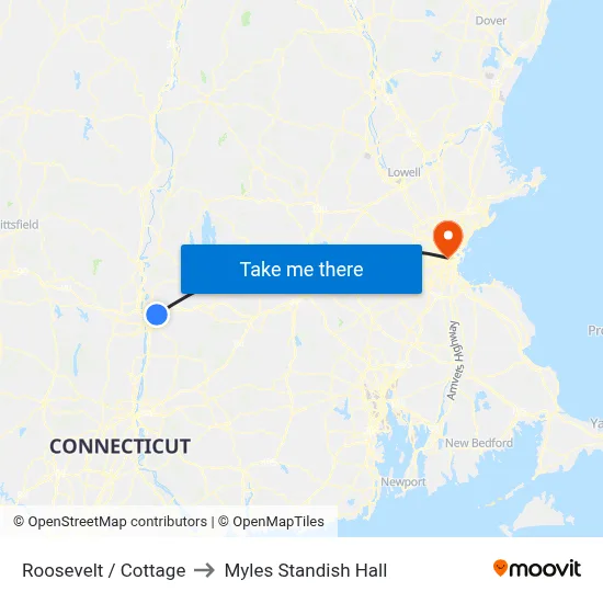 Roosevelt / Cottage to Myles Standish Hall map