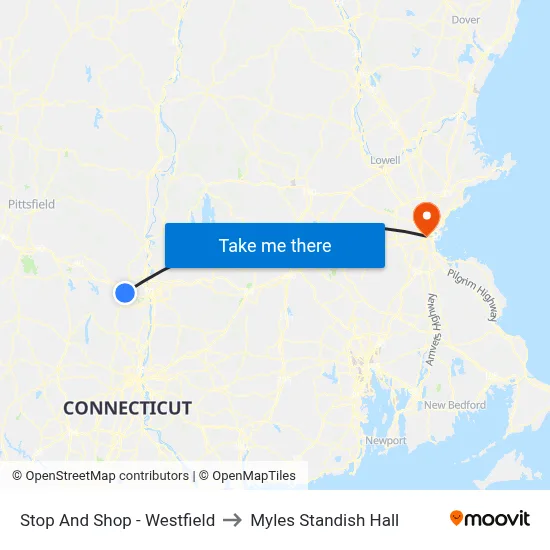 Stop And Shop - Westfield to Myles Standish Hall map