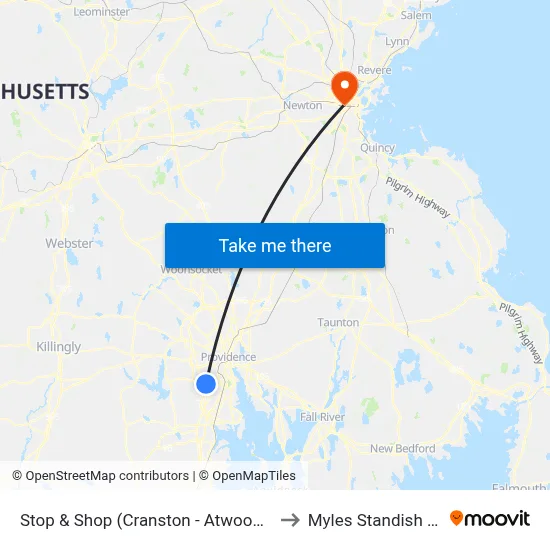Stop & Shop (Cranston - Atwood Ave) to Myles Standish Hall map