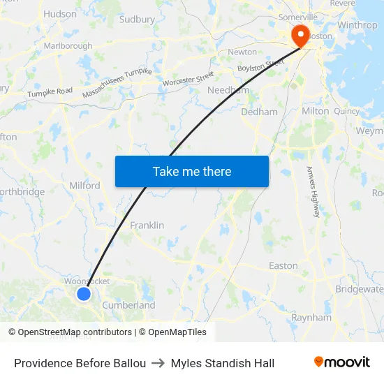 Providence Before Ballou to Myles Standish Hall map