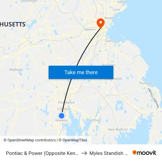 Pontiac & Power (Opposite Kenney) to Myles Standish Hall map