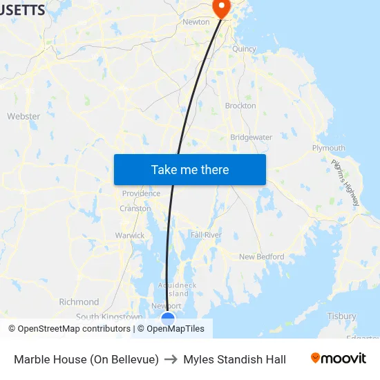 Marble House (On Bellevue) to Myles Standish Hall map
