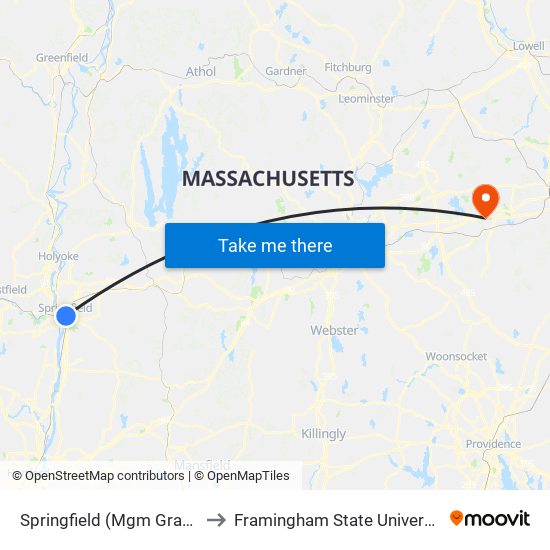 Springfield (Mgm Grand) to Framingham State University map