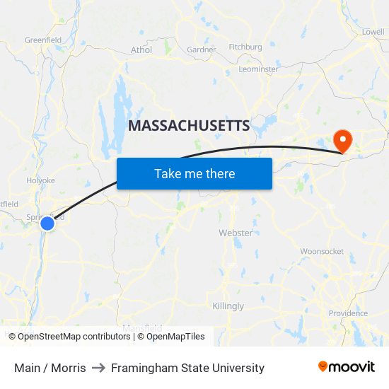 Main / Morris to Framingham State University map