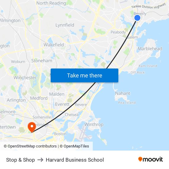 Stop & Shop to Harvard Business School map