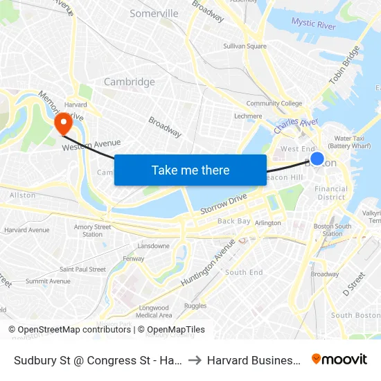 Sudbury St @ Congress St - Haymarket Sta to Harvard Business School map