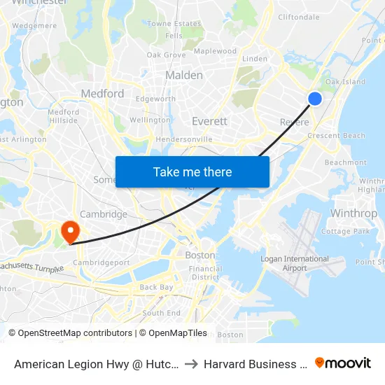 American Legion Hwy @ Hutchinson St to Harvard Business School map