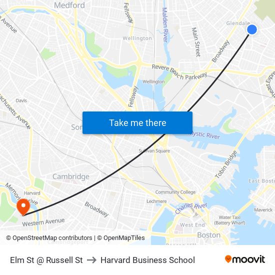Elm St @ Russell St to Harvard Business School map