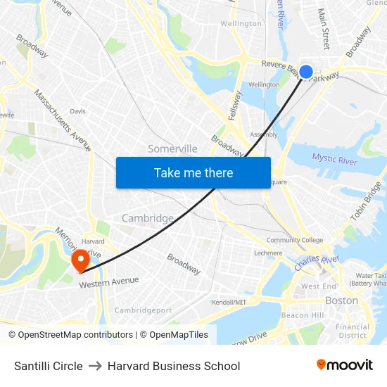 Santilli Circle to Harvard Business School map