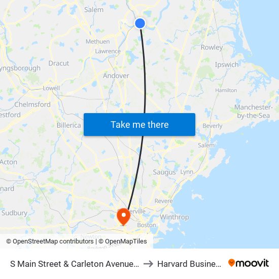 S Main Street & Carleton Avenue - Sacred Hearts to Harvard Business School map